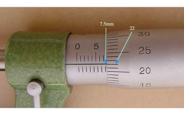 Worked Examples - Reading a Vernier Calliper / Micrometer Screw Guage 5 micrometer screw gauge example