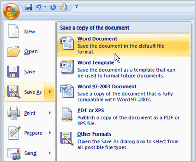 How to Save Documents 1 wd07 saveas