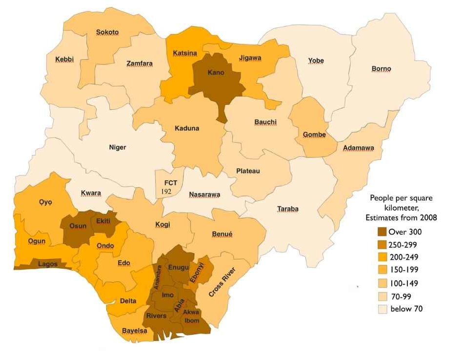 populatio n distribution in Nigeria