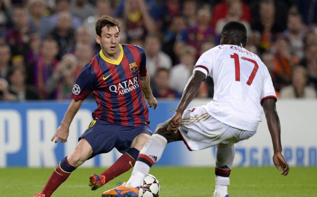 lionel messi switching direction in barca 3 1 ac milan champions league