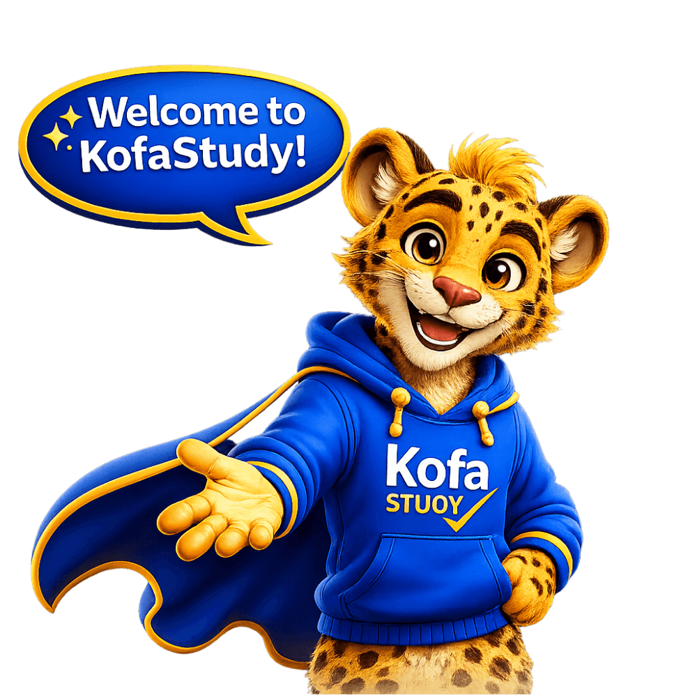 KofaStudy mascot welcoming new users